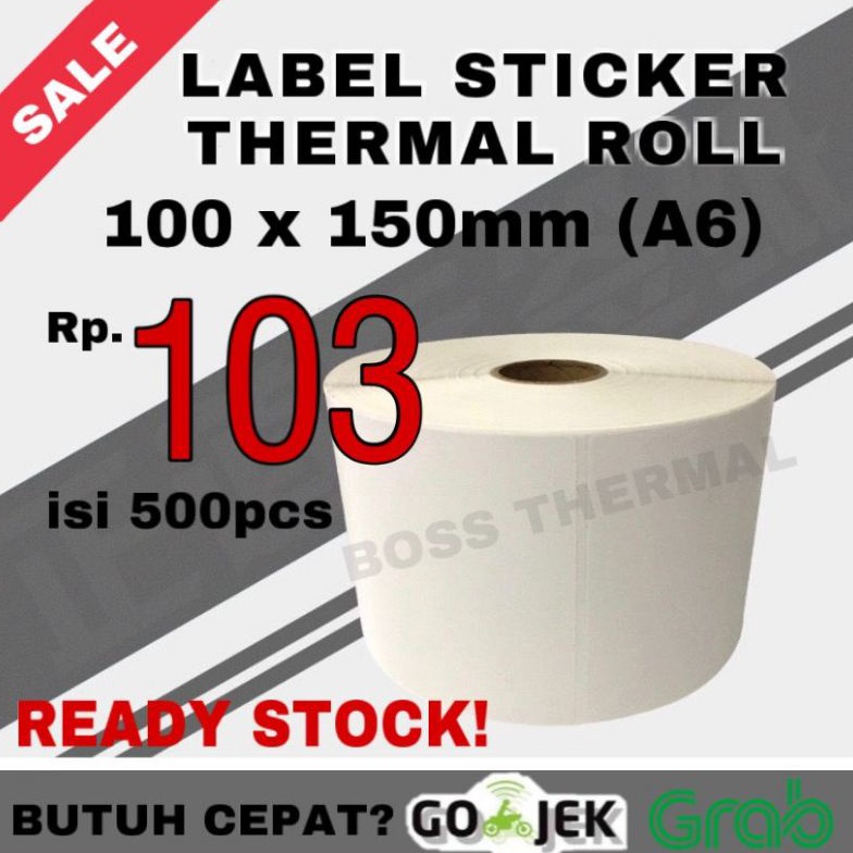 

Mur4h KERTAS LABEL THERMAL 100x150 sticker BARCODE ukuran A6 100 x 150 [278]