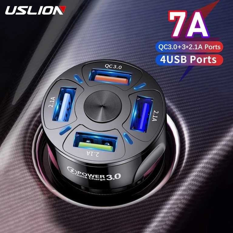 TERBAIK Car Charger Mobil TAFFWARE QC3.0 4 Port USB 3.1A Cas HP Fast Charging