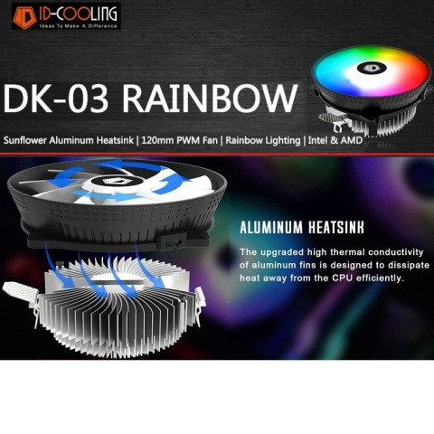 ID-Cooling DK03 Rainbow CPU Cooler Universal FAN Prosesor AMD Intel