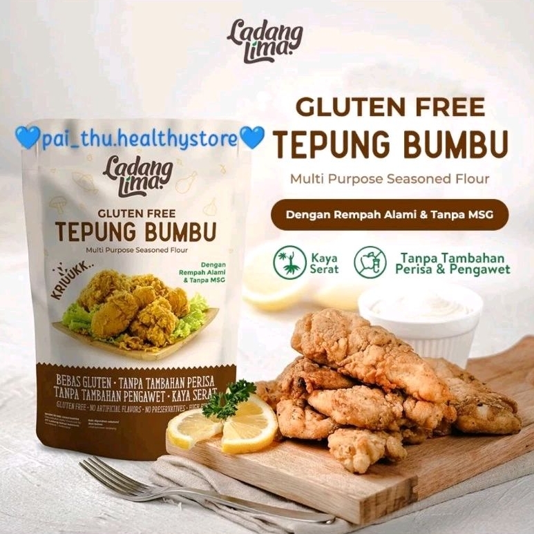 

Ladang Lima Tepung bumbu GLUTEN FREE Ladang Lima NON MSG @150gram