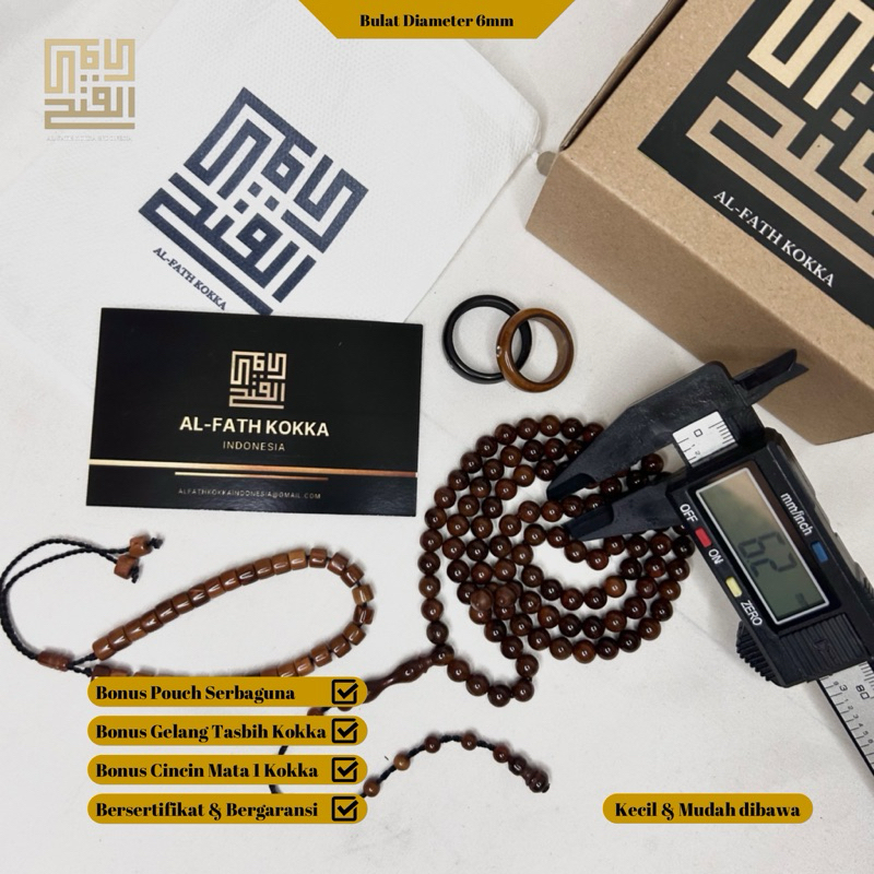 PREMIUM QUALITY Tasbih Kokka 6mm tasbih kaukah asli bersertifikat keaslian dan bergaransi tasbih kao