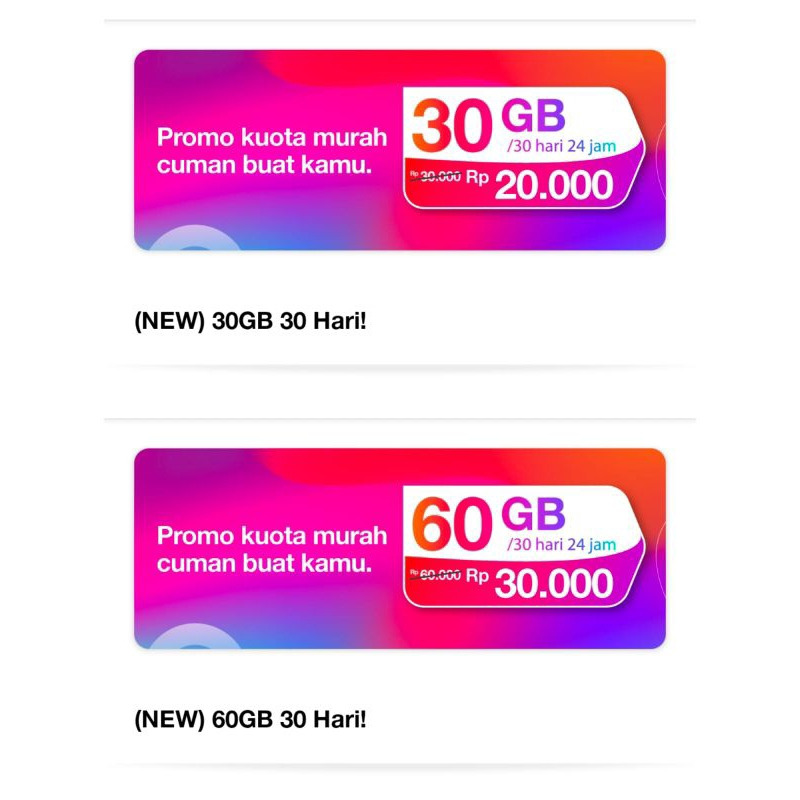TRI 30GB DAN 60GB BATASAN PERHARI