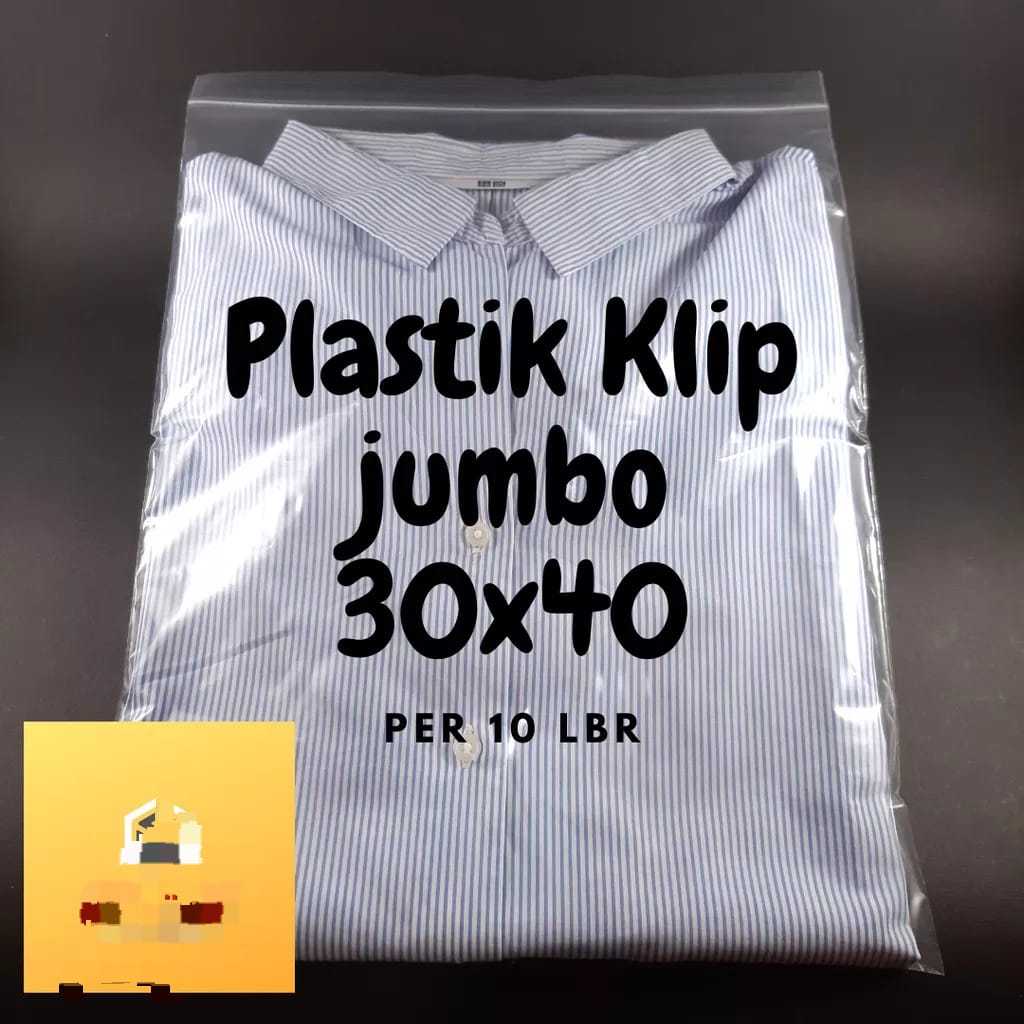 PLASTIK KLIP / ZIPLOCK 30 X 40 CM ISI 10 LBR - PLASTIK KLIP BAJU KAOS