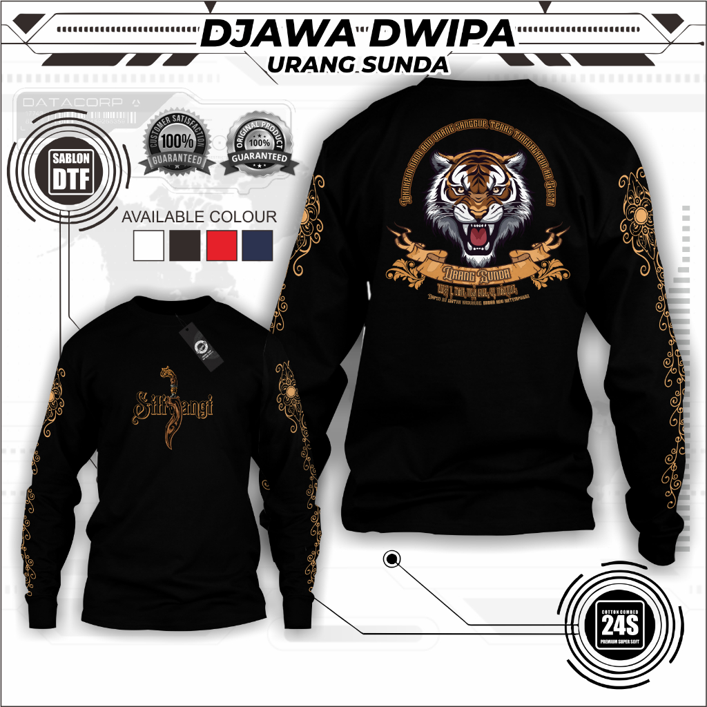Unique Sablon | Kaos Urang Sunda asli, Original, Lengan Panjang, Kujang, Siliwangi, Harimau, galuh