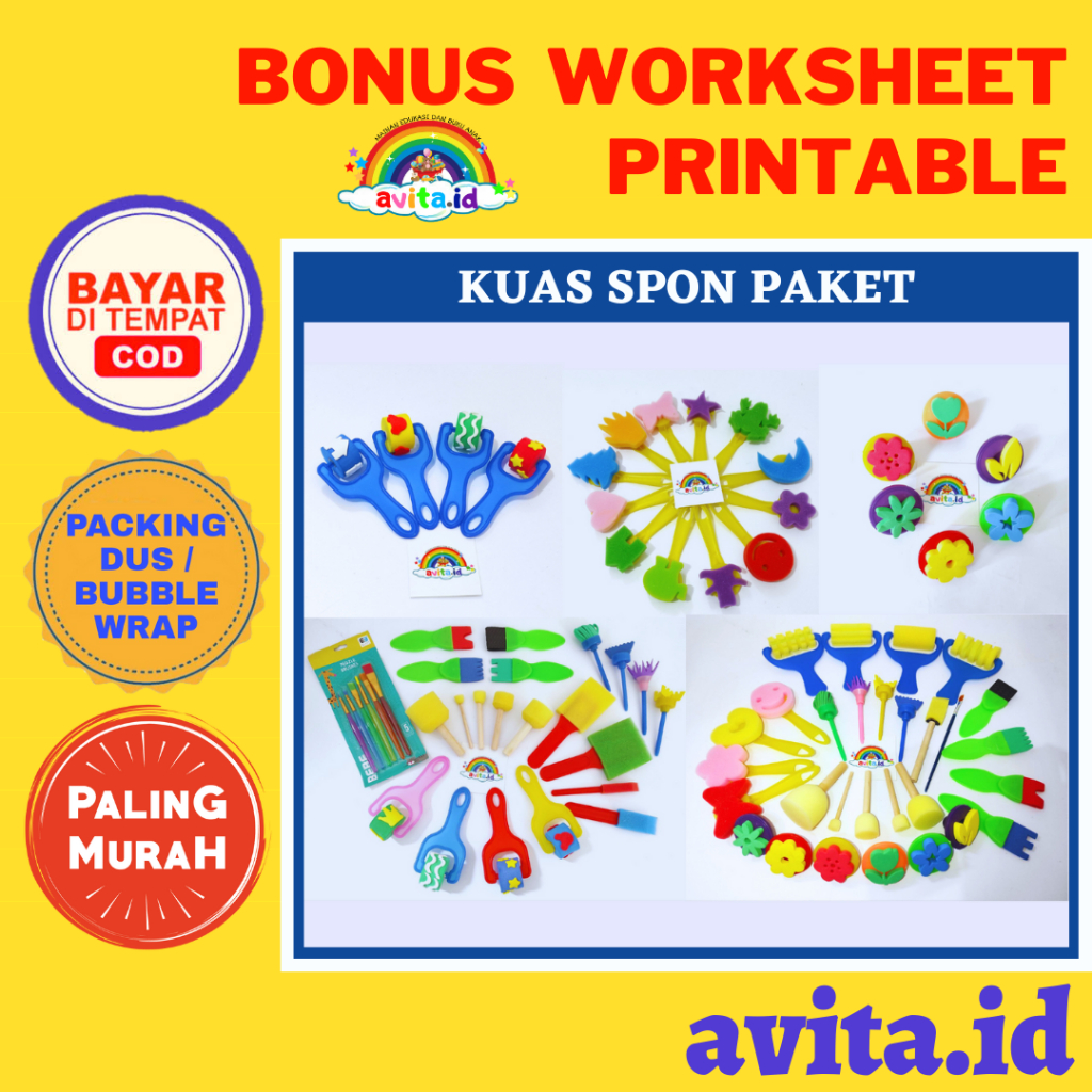 

avita.id Kuas Spon Paket / DIY Painting Kit / Spons Gambar / Kuas Lukis Anak / Kuas Bentuk Paket