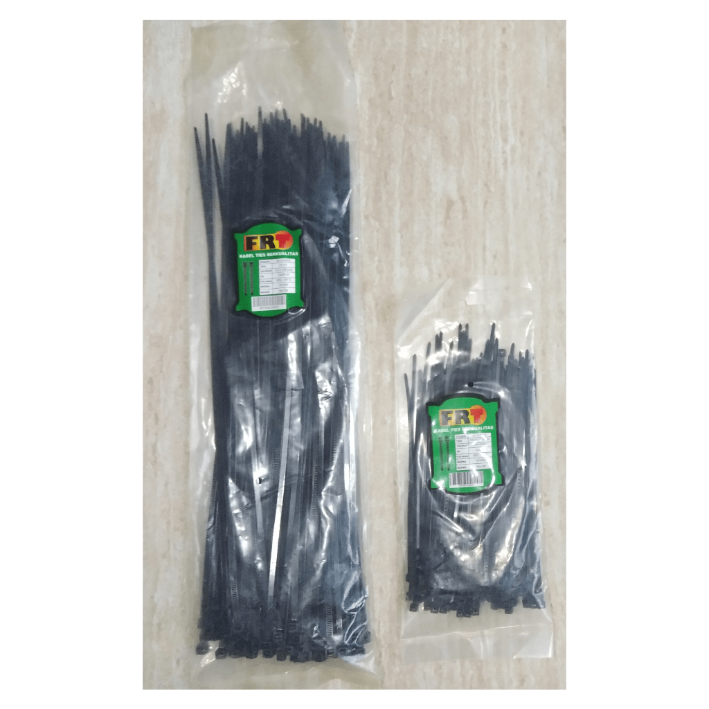 

Kabel Ties/Kabel Tis/Cable Tis Hitam Merk FRT Harga 1 Pack Isi kurang lebih 100pcs Tebal Kualitas Bagus