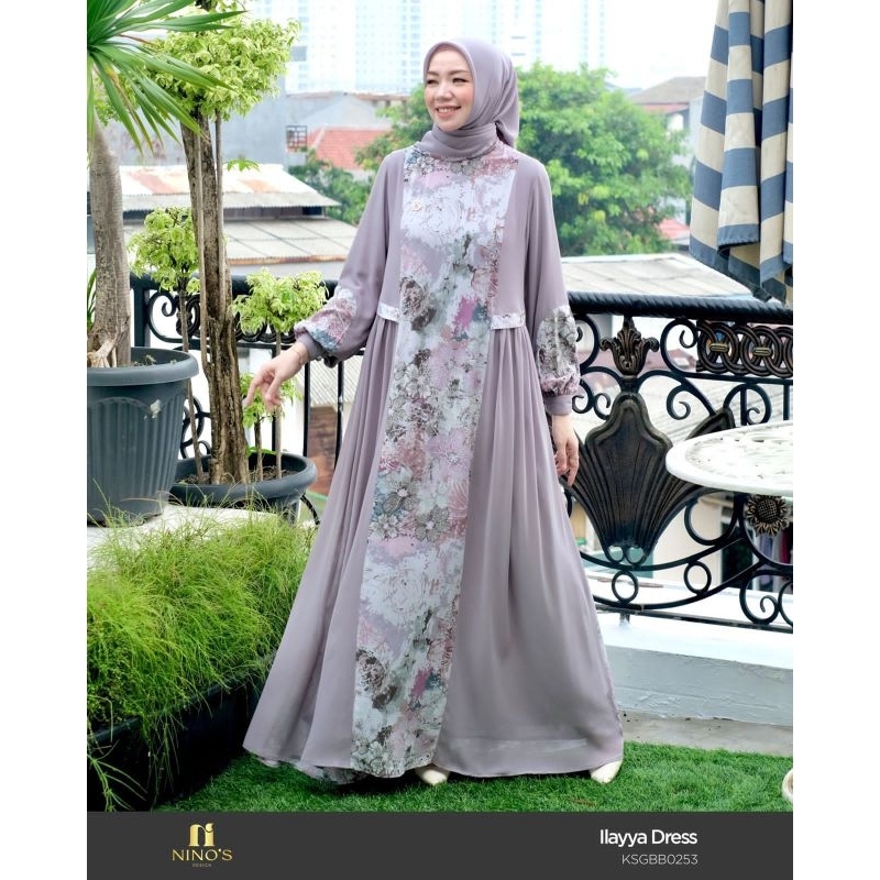 Setelan gamis Ninos/ gamis terbaru ninos/ set kerudung syar'i