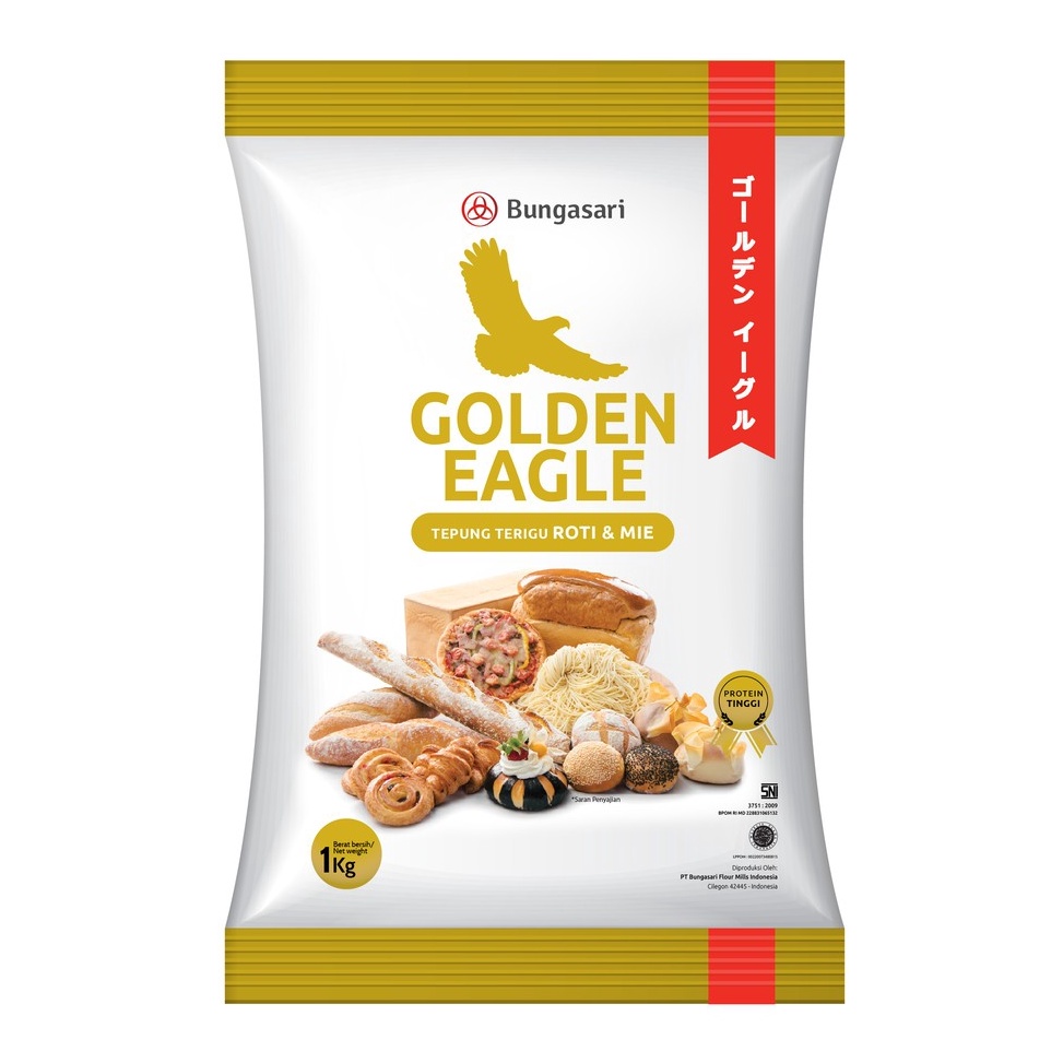 

[✮F83@] Bungasari Golden Eagle Tepung Terigu Premium Roti dan Mie 1 KG Potongan