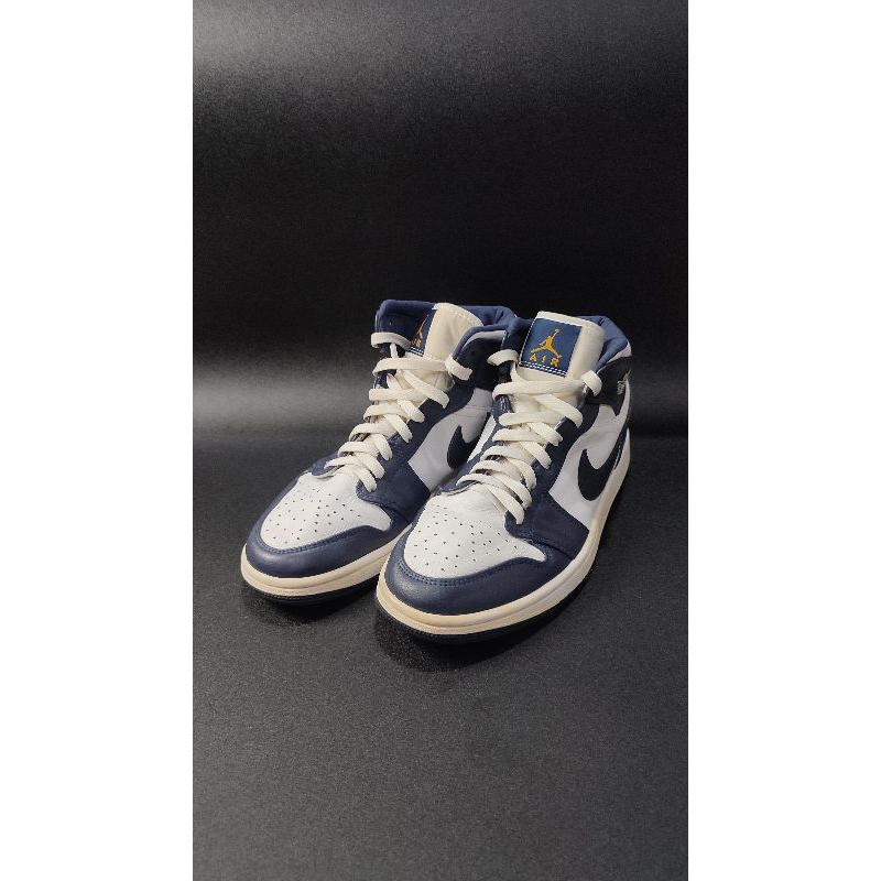 Sepatu Shoes N*ke AJ1 Mid Obsidian White Navy