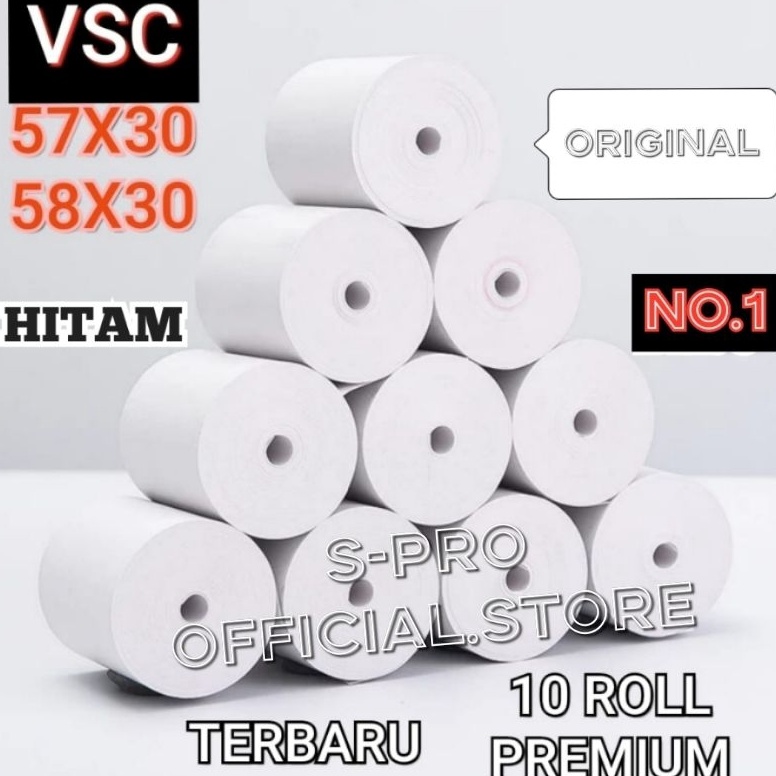 

Kirim Sekarang 10 ROLL KERTAS THERMAL STRUK VSC 57X30 58X30 MINI PRINTER BLUETHOOTH 58MM ↓Readystock