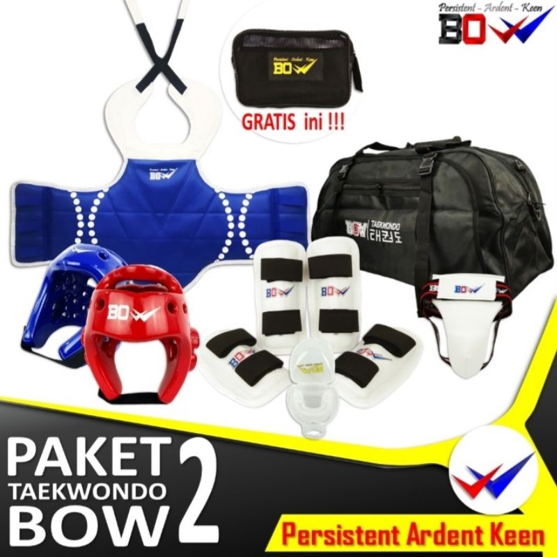 paket peralatan tanda taekwondo lengkap body head guard dekker BOW