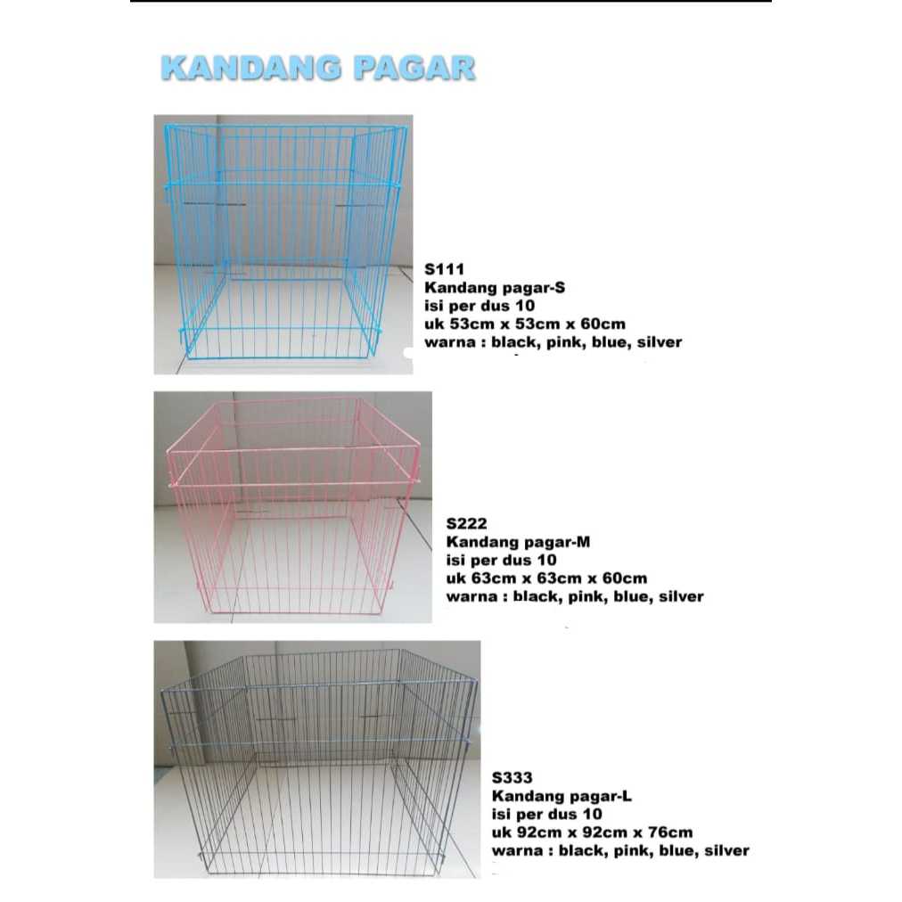 Kandang pagar besi hewan anjing kucing kelinci rakitan perlembar