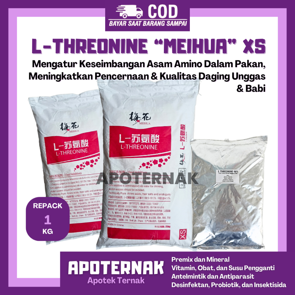 L THREONINE1KG - Threonine Asam Amino ternak 1 kg - L threonin - Asam amino untuk unggas dan babi - 