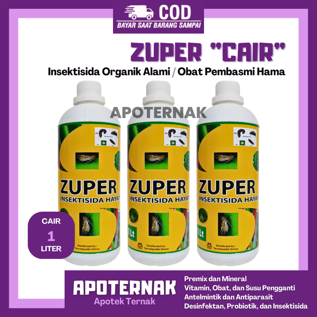 Insektisida ZUPER Cair 1 Liter | Insektisida Organik - Insektisida Hayati - Pembasmi Hama Pertanian 