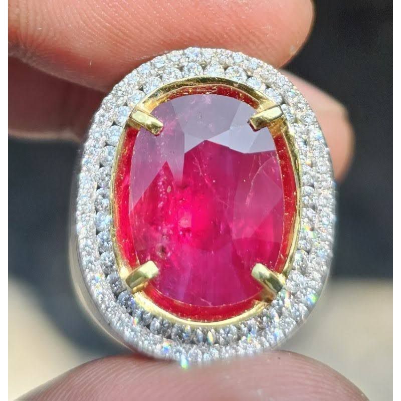 BATU AKIK RUBY ASLI NATURAL PERMATA CORUNDUM OCTAGON