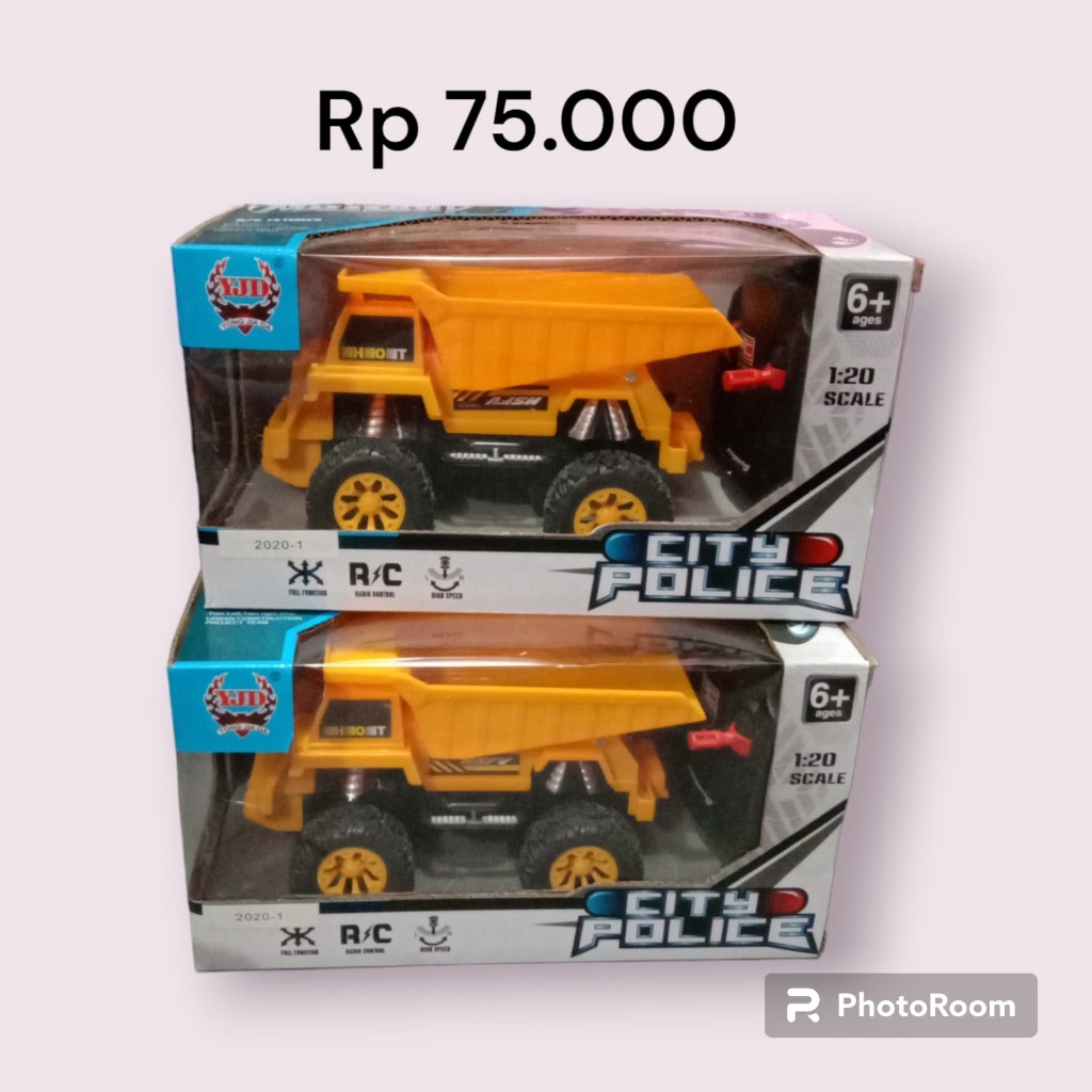 rc dump truck city police/mainan anak/truk rcd