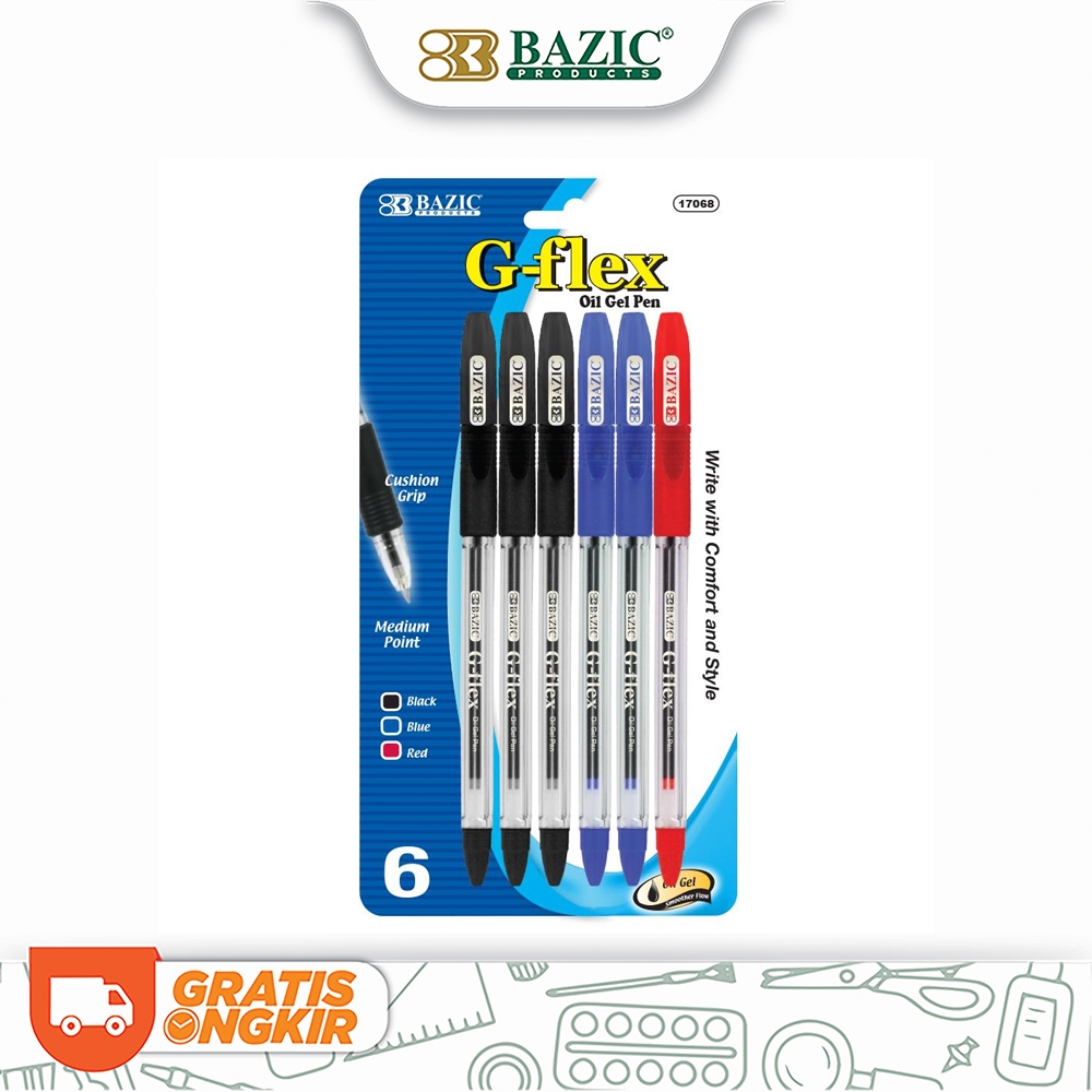 

Bazic G-Flex Oil Gel Pen 3 Colors (6/Pack) - Pulpen Pena 3 Warna