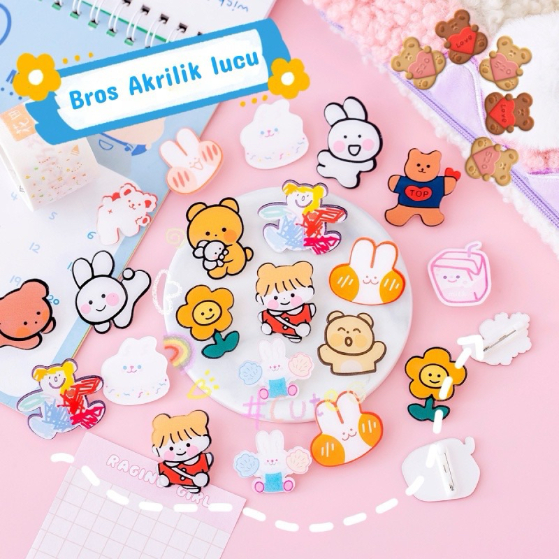 Lova - aksesris 1 pcs pin tas / pin bros / bros kecil / aksesoris tas hiasan pin akrilik bros tambah