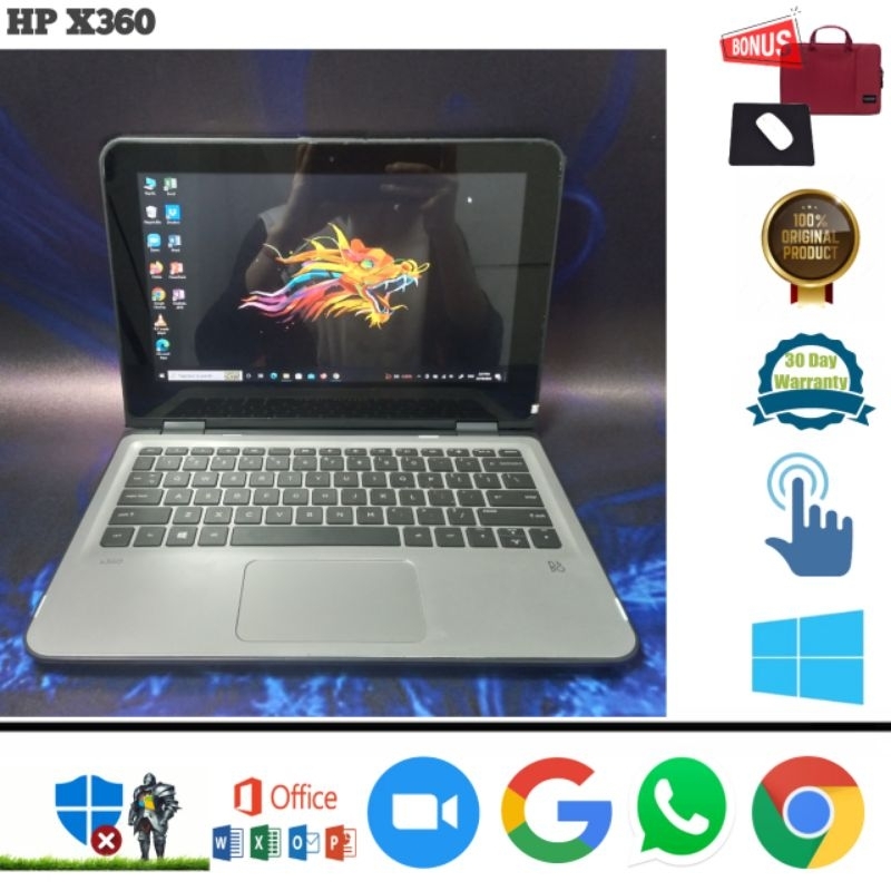 Laptop HP X360 310 G2 Intel N3700 Ram 4gb SSD 128gb Touchscreen Flip - Siap Pakai