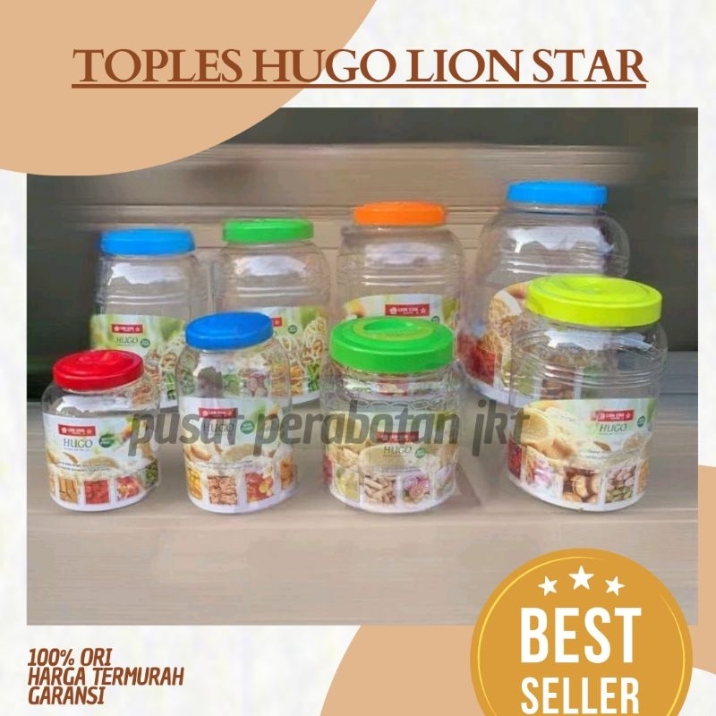 LION STAR - Hugo Round Jar / Square Jar / Toples Plastik  / Toples Kerupuk 3 4-6 8 10 15 20 Liter