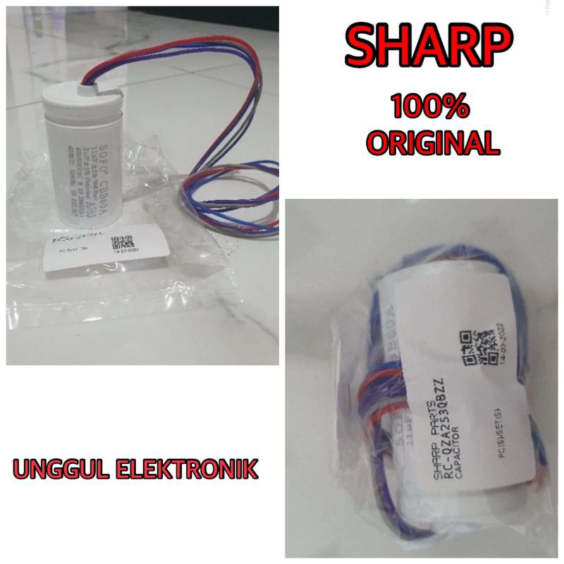 Capacitor / kapasitor mesin cuci SHARP 6-10 Kg ORIGINAL 11+3 uf