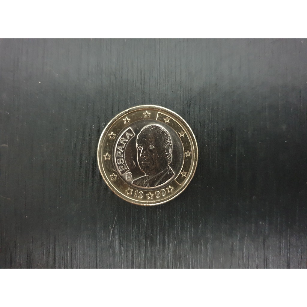 Uang Koin kuno Spanyol 1 Euro Juan Carlos I 1st type 1st map 1999