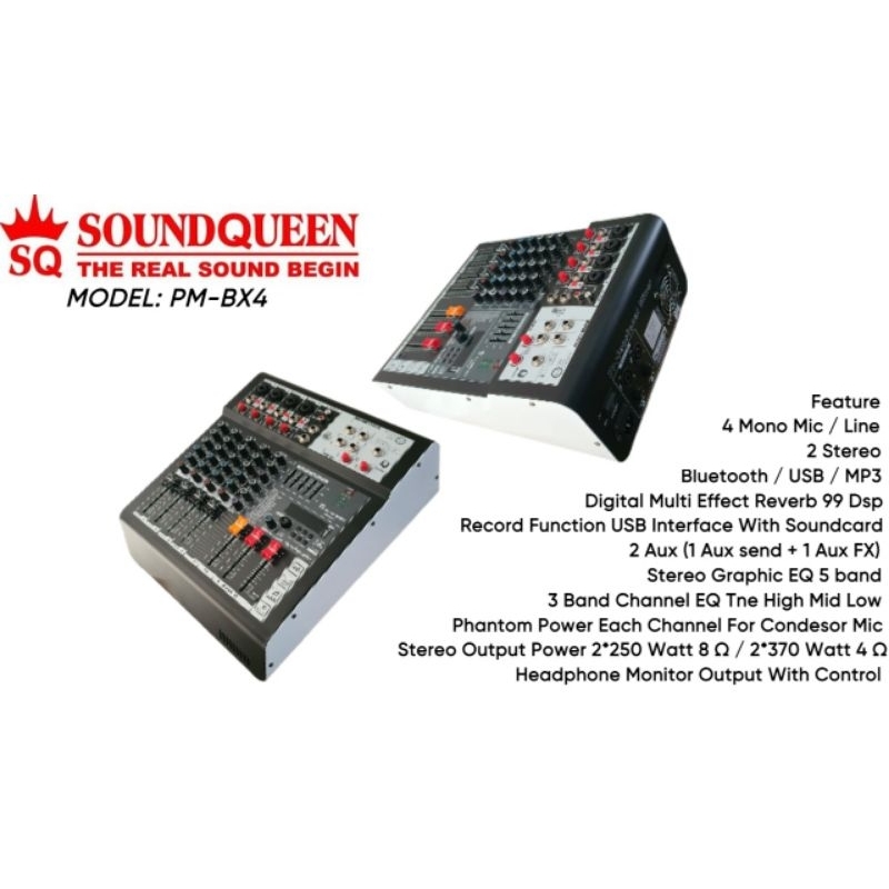 power mixer soundqueen PM-BX4 4chanel original SQ