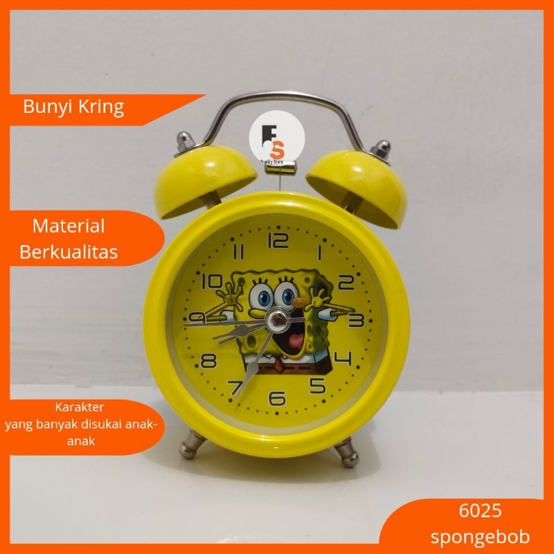 Jam Alarm Jam Beker Weker Alarm Kring Bulat Bunyi Keras Karakter Kartun Spongebob