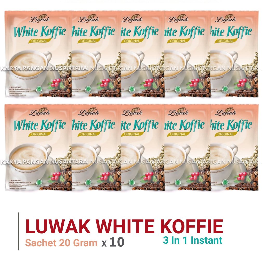 

KOPI LUWAK WHITE KOFFIE SACHET 20GR LUWAK WHITE COFFEE SACHET 20GR X10