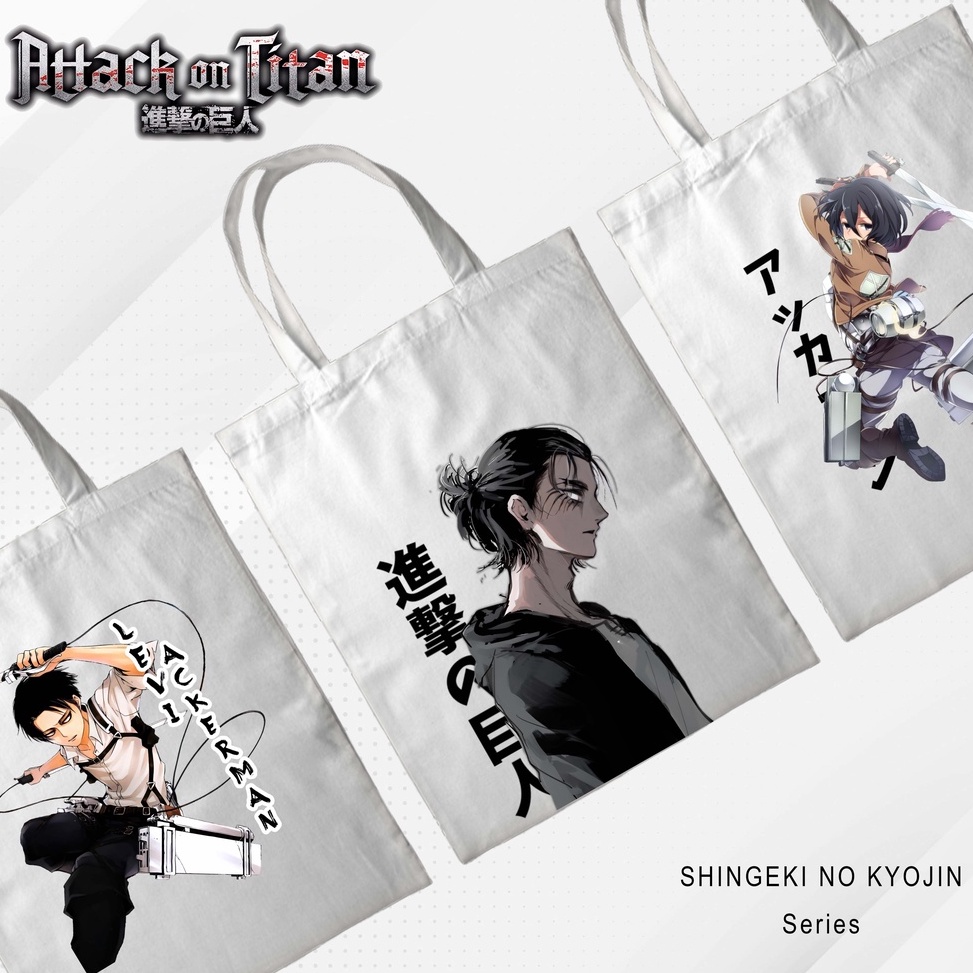 ZZZP4701 STOK SIAP 【COD Totebag Anime Attack on Titan Eren Zeke Sasha Levi Titan Shingeki no Kyojin 