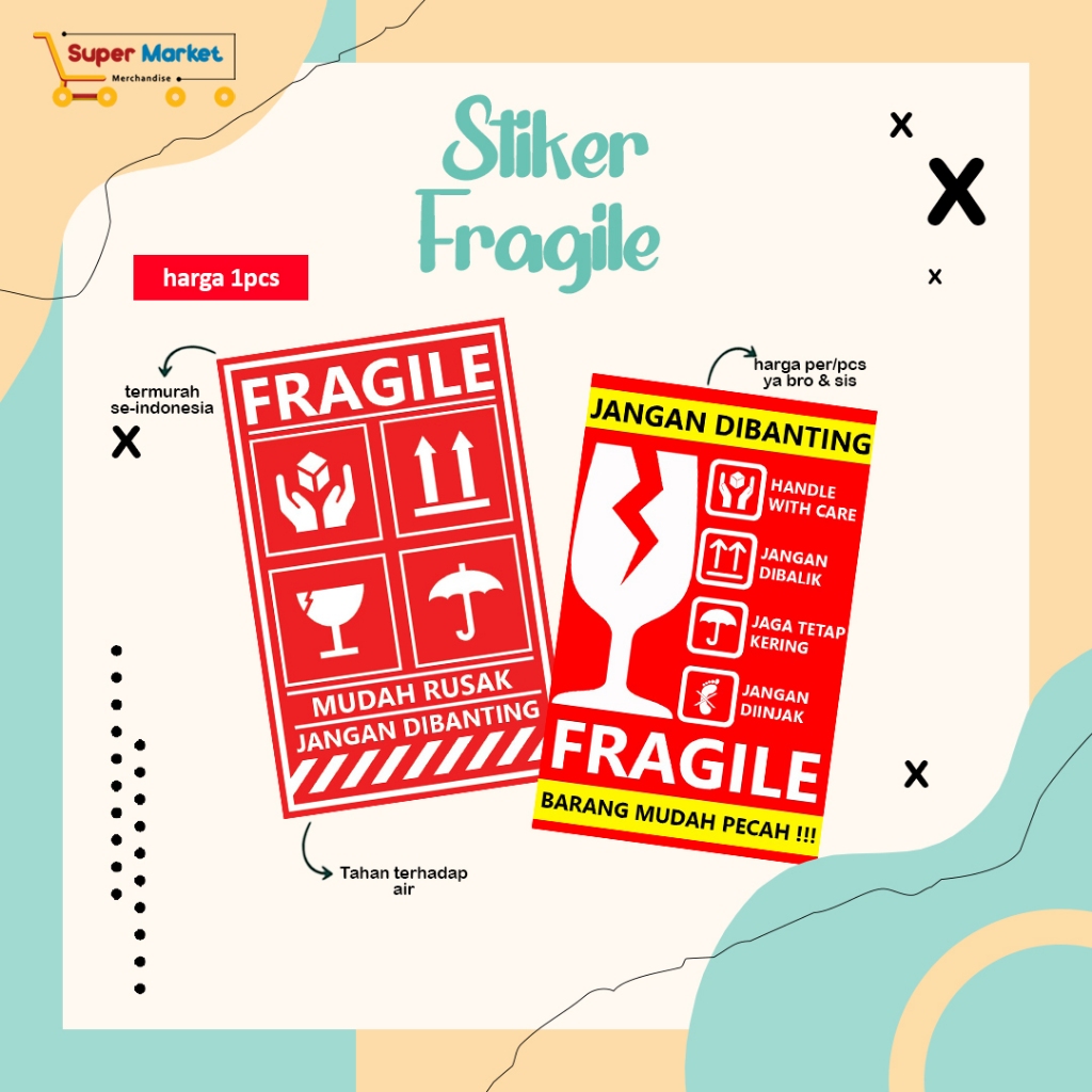 

Stiker Fragile / Stiker Pecah Belah / Stiker Pengiriman Olshop / Stiker Unboxing Horizontal
