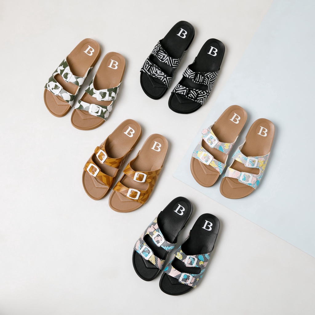 ✨SHOPEE MALL✨ Berrybenka - Sandal Wanita Sofia Sonia Printed Sandal ?