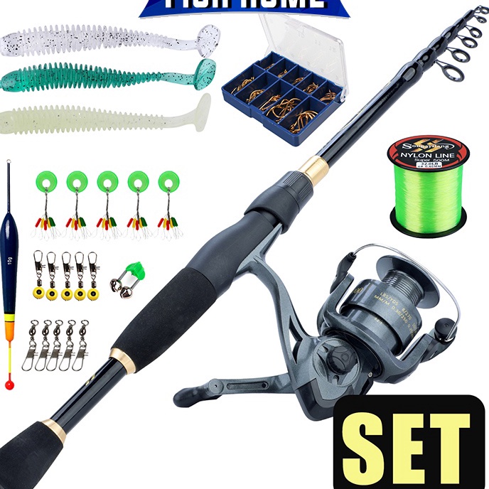 Stok Baru Sougayilang Joran Pancing Set 1.8M-2.4M Fishing Rod Teleskop Design Carbon Fiber Joran Pan
