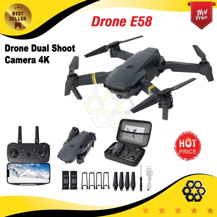 DENNOS E58 Drone Camera Drone Quadcopter Auto Fokus - Drone Dual Shot