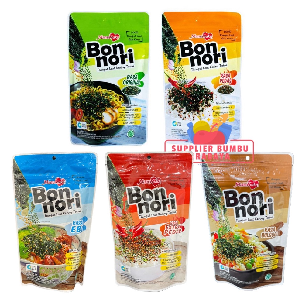 

Terk!ni Mamasuka - Bon Nori Gim Bori Rumput Laut Kering Tabur 60g Fast On