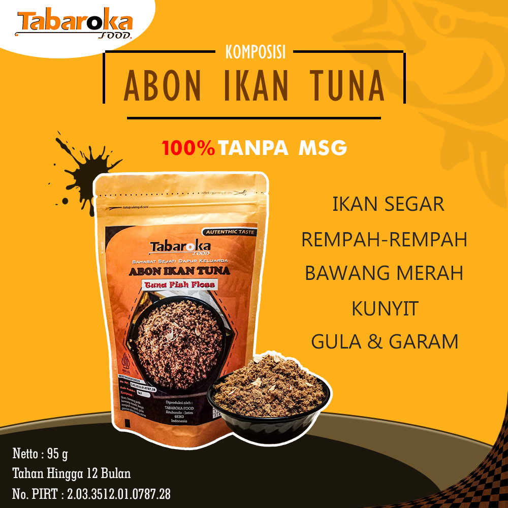 

Abon Ikan Tuna TABAROKA FOOD - TANPA MSG DAN PENGAWET DIJAMIN 100% DARI IKAN TUNA SEGAR