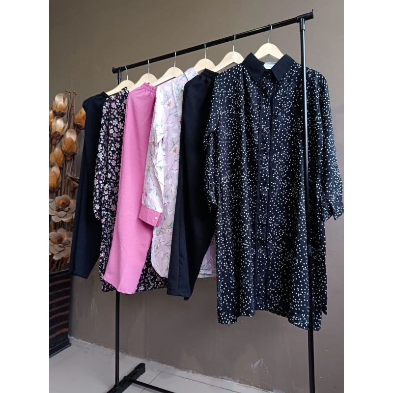 Setelan Celana Kulot Long Tunik Crinkle Busui Friendly