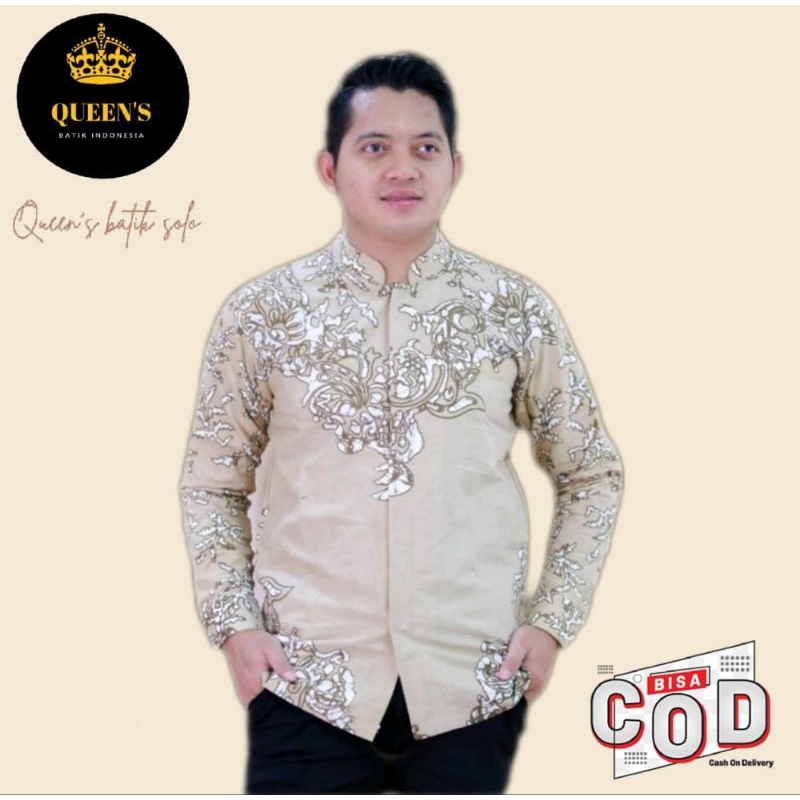 BAJU KOKO BATIK SOLO PREMIUM LAPIS FURING LENGAN PANJANG MUSLIM BAJU LEBARAN