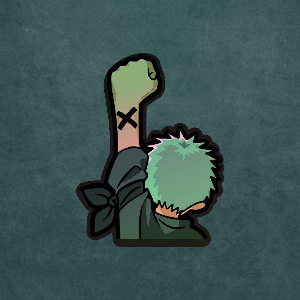 

Stiker Anime Hologram Zoro Nakama One Piece Case Hp dan Laptop 7 Cm