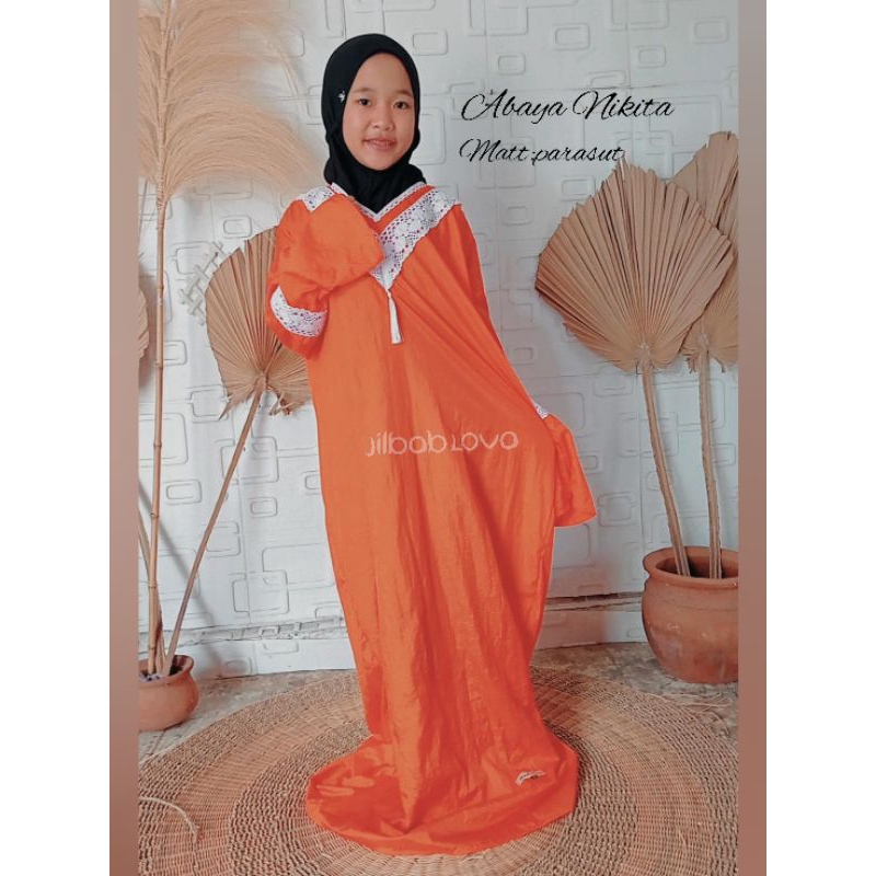 Mukenah Mukena Abaya Tanpa Tutup Kepala Bahan Parasit Parasut Anak Nikita  jokam gading354
