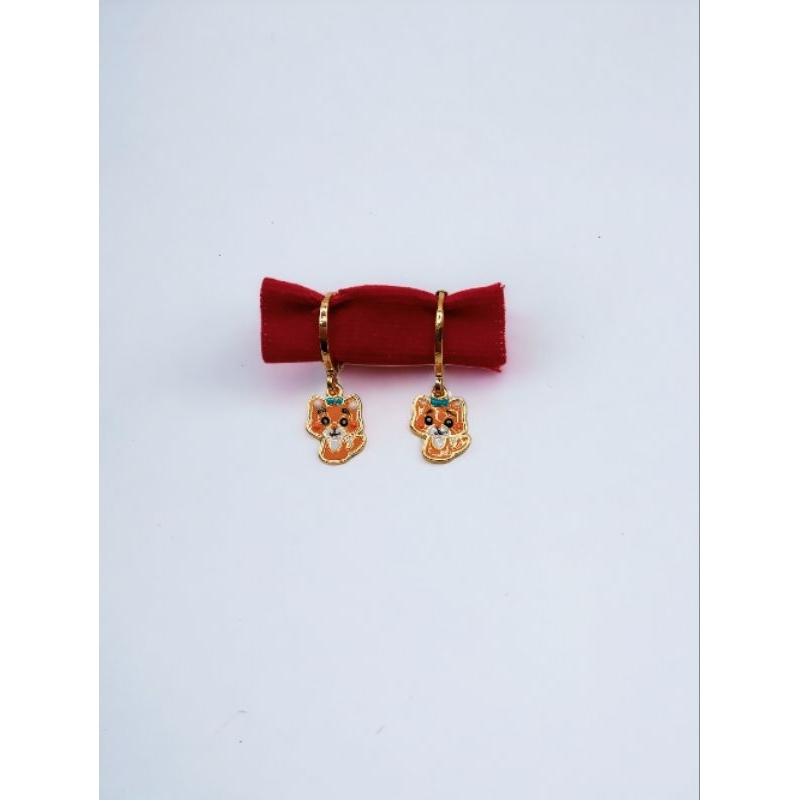Anting karakter kucing lucu aksesoris anak lapis emas