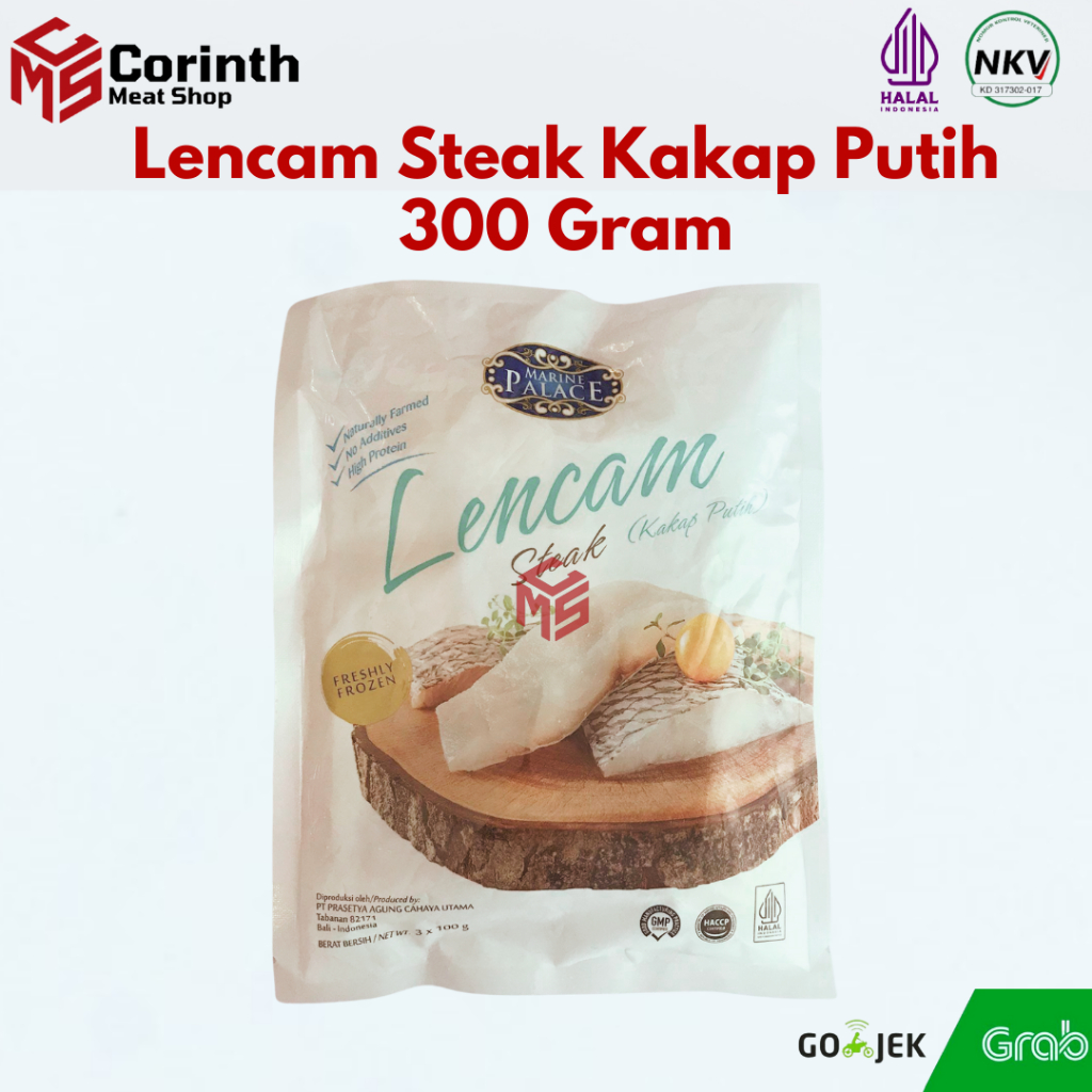 

Lencam (Ikan Kakap Putih) Steak Marine Palace 300 Gr | 100 % HALAL | HIGH PREMIUM FRESH FROZEN