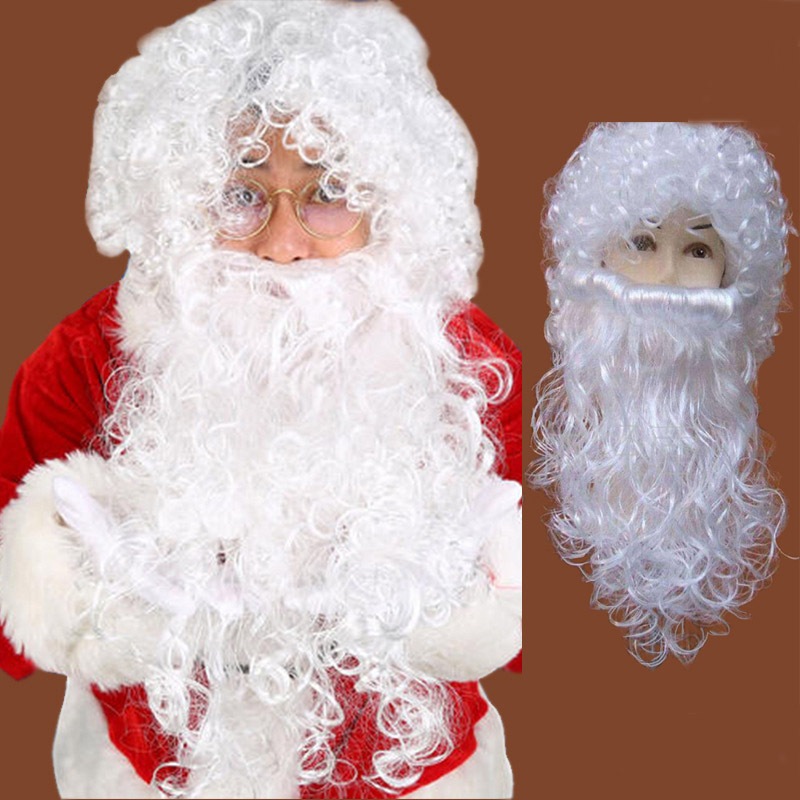 WIG DAN KUMIS SANTA CLAUS PUTIH KRITING / PERLENGKAPAN SINTERKLASS RAMBUT PALSU