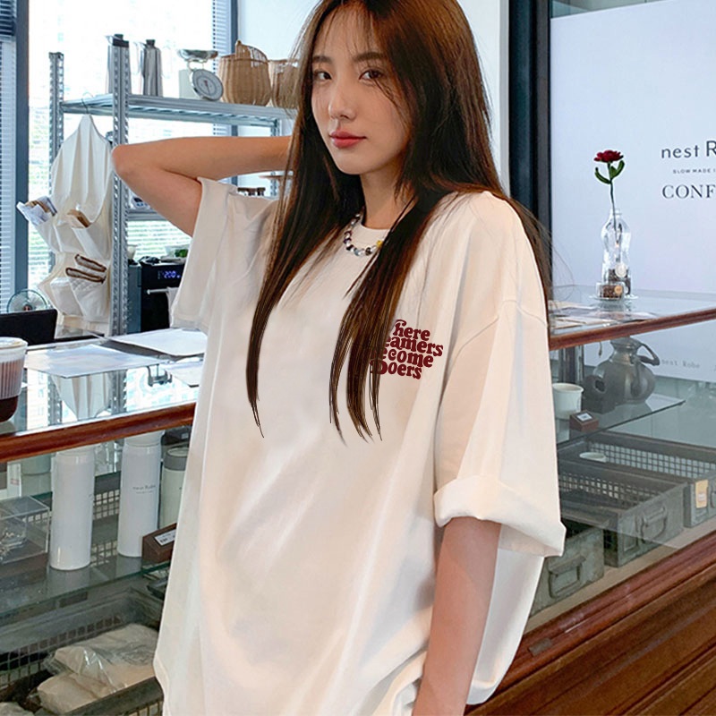 XIAOZHAINV t shirt Letter kaos oversize atasan korean style wanita korean style wanita bigsize ootd A1003