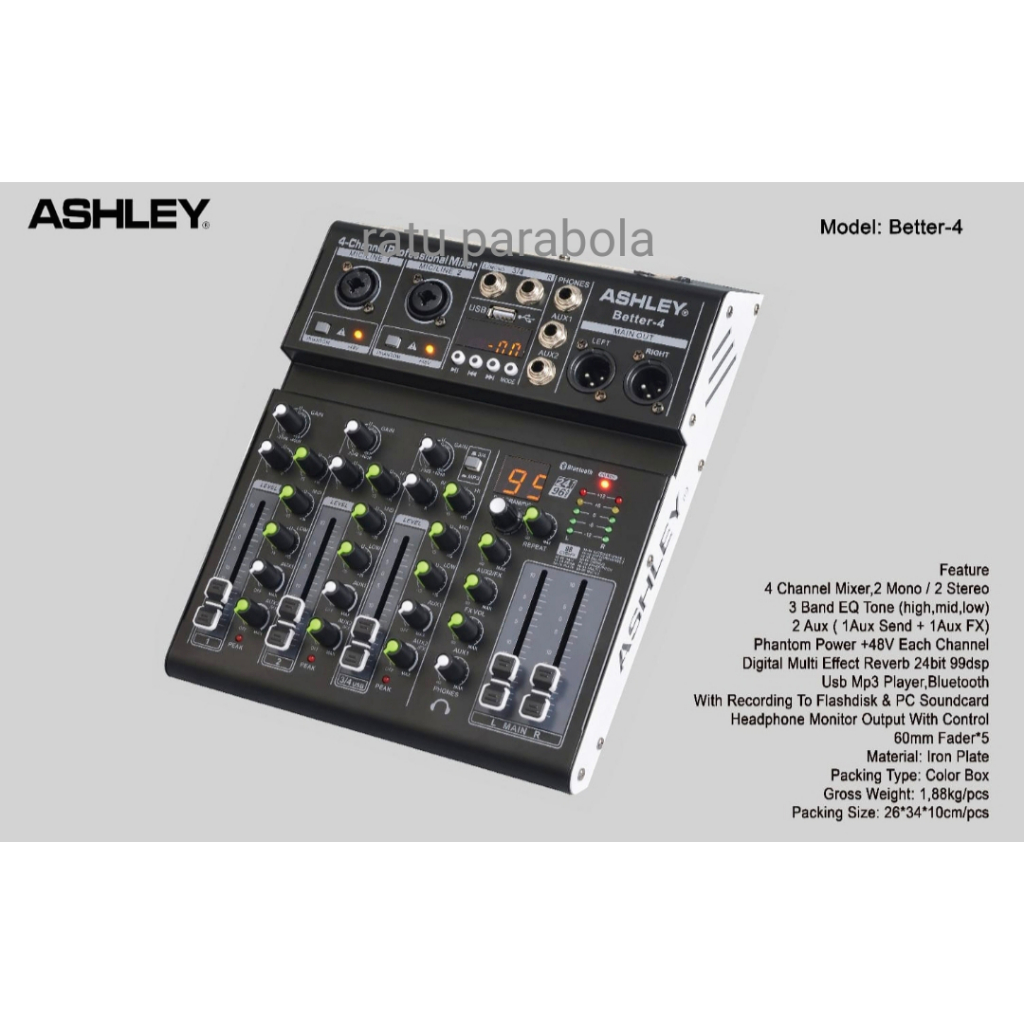 MIXER ASHLEY BETTER-4 MIXER BETTER 4 ORIGINAL ASHLEY 4 CHANNEL USB