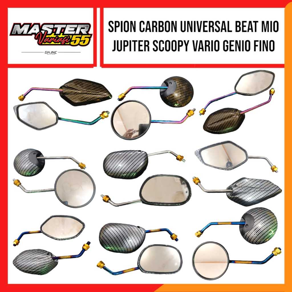 SPION BEAT KARBON TANGKAI TWOTONE VARIASI  HONDA BEAT SCOOPY VARIO 125 150 SUPRA DLL