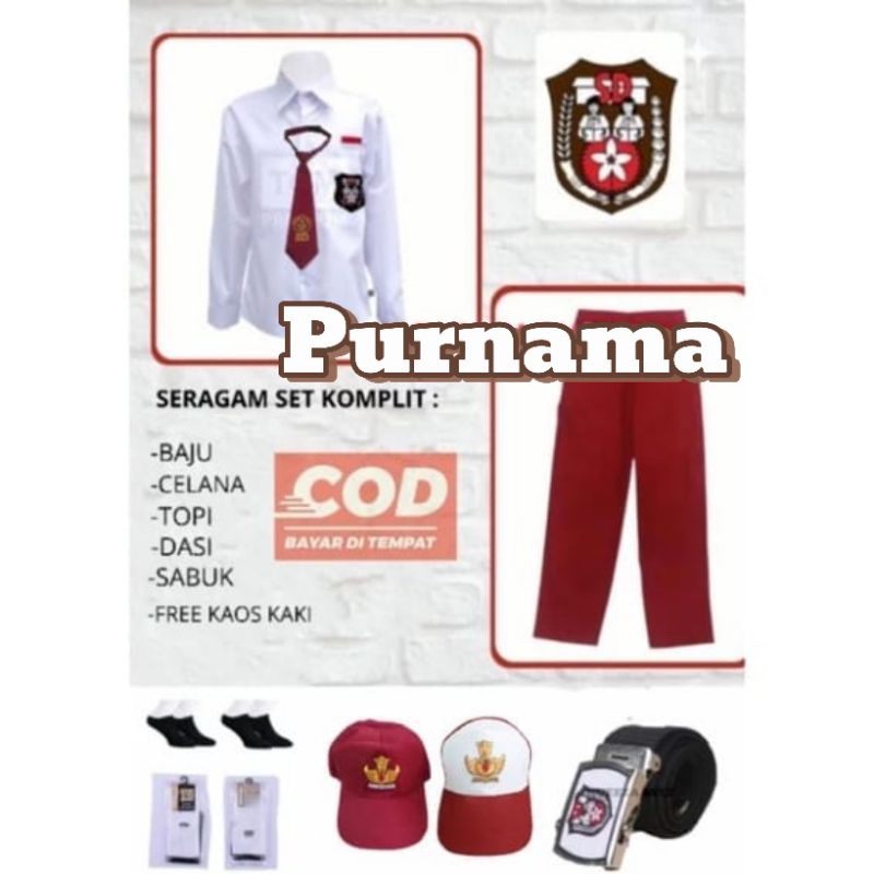 Setelan Seragam sekolah SD laki laki LENGAN PANJANG setelan lengkap ORI PURNAMA