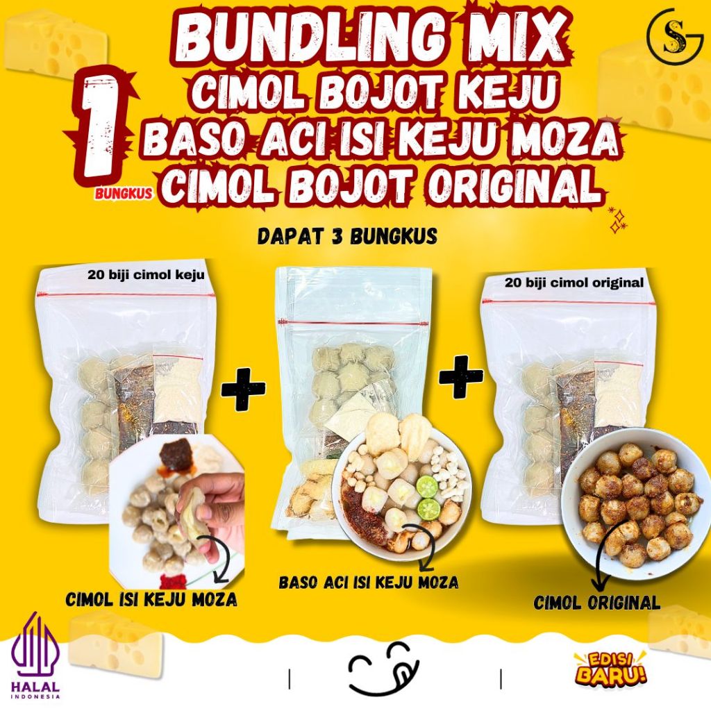 

BUNDLING PAKET 3PCS, 1 CIMOL KEJU MIX 1 CIMOL ORI MIX 1 BASO ACI KEJU