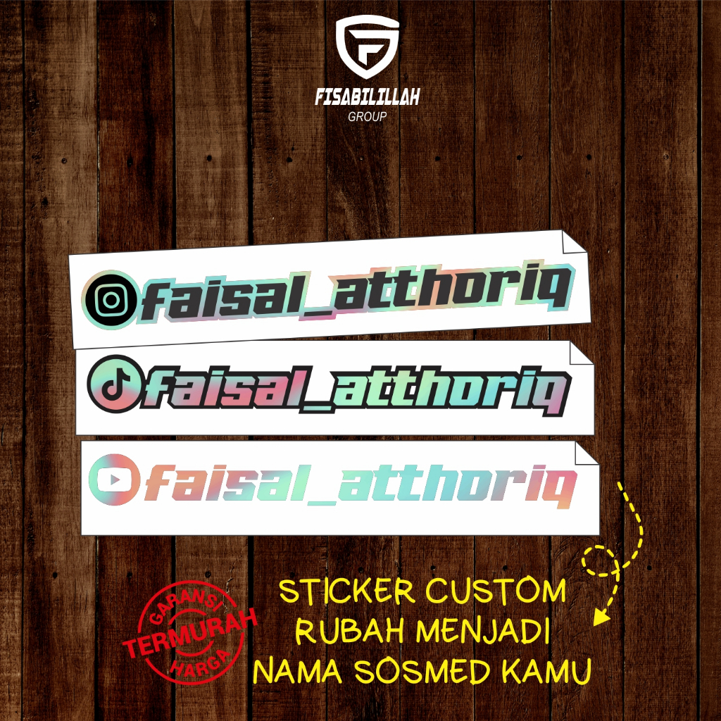 

Stiker Custom Nama Sosmed Instagram Tiktok Youtube