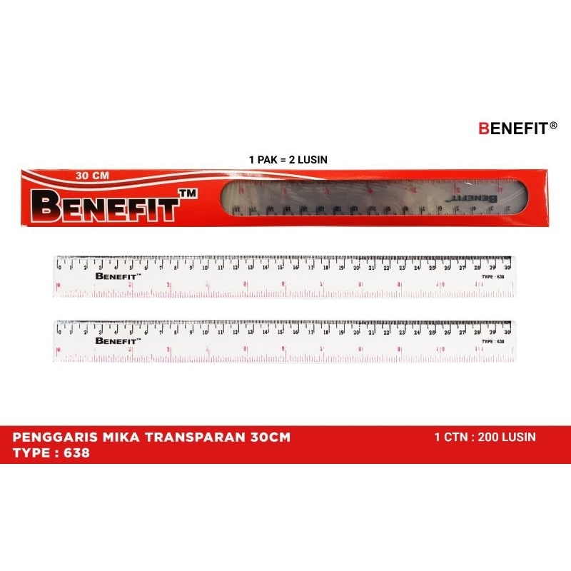 

Penggaris mika Benefit 30cm ecer 1 pcs alat tulis kantor atk mengukur pengukur ukur ukuran panjang jangka skala meteran plastik prakarya sekolah garis matematika fisika tugas perlengkapan surga motor malang
